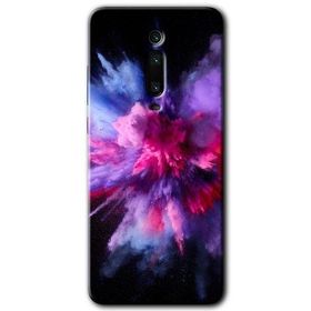 Xiaomi Mi 9T Color Splash Purple Baskılı Uyumlu Silikon Kılıf