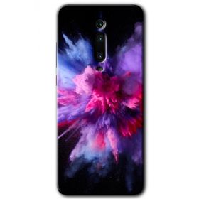 Xiaomi Mi 9T Color Splash Purple Baskılı Uyumlu Silikon Kılıf