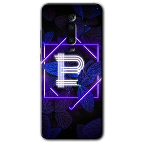 Xiaomi Mi 9T Dark Neon Yaprak B Harfi Baskılı Uyumlu Silikon Kılıf