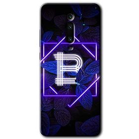Xiaomi Mi 9T Dark Neon Yaprak B Harfi Baskılı Uyumlu Silikon Kılıf