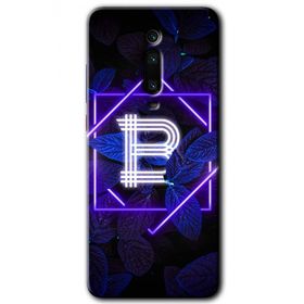 Xiaomi Mi 9T Dark Neon Yaprak B Harfi Baskılı Uyumlu Silikon Kılıf