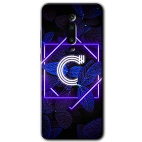Xiaomi Mi 9T Dark Neon Yaprak C Harfi Baskılı Uyumlu Silikon Kılıf