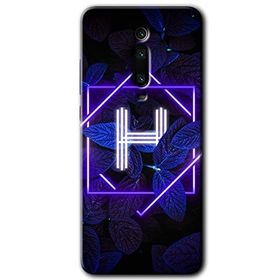 Xiaomi Mi 9T Dark Neon Yaprak H Harfi Baskılı Uyumlu Silikon Kılıf