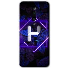 Xiaomi Mi 9T Dark Neon Yaprak H Harfi Baskılı Uyumlu Silikon Kılıf