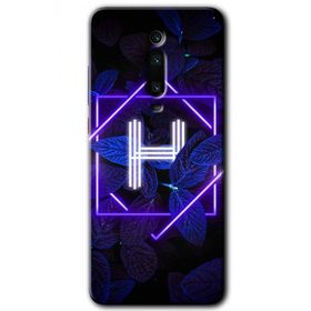 Xiaomi Mi 9T Dark Neon Yaprak H Harfi Baskılı Uyumlu Silikon Kılıf