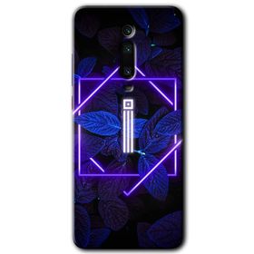Xiaomi Mi 9T Dark Neon Yaprak I Harfi Baskılı Uyumlu Silikon Kılıf