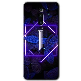 Xiaomi Mi 9T Dark Neon Yaprak I Harfi Baskılı Uyumlu Silikon Kılıf