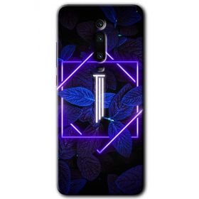 Xiaomi Mi 9T Dark Neon Yaprak I Harfi Baskılı Uyumlu Silikon Kılıf