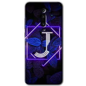 Xiaomi Mi 9T Dark Neon Yaprak J Harfi Baskılı Uyumlu Silikon Kılıf