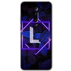 Xiaomi Mi 9T Dark Neon Yaprak L Harfi Baskılı Uyumlu Silikon Kılıf
