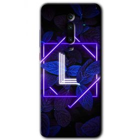 Xiaomi Mi 9T Dark Neon Yaprak L Harfi Baskılı Uyumlu Silikon Kılıf