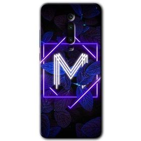 Xiaomi Mi 9T Dark Neon Yaprak M Harfi Baskılı Uyumlu Silikon Kılıf