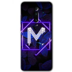 Xiaomi Mi 9T Dark Neon Yaprak M Harfi Baskılı Uyumlu Silikon Kılıf