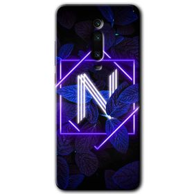 Xiaomi Mi 9T Dark Neon Yaprak N Harfi Baskılı Uyumlu Silikon Kılıf