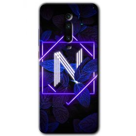 Xiaomi Mi 9T Dark Neon Yaprak N Harfi Baskılı Uyumlu Silikon Kılıf