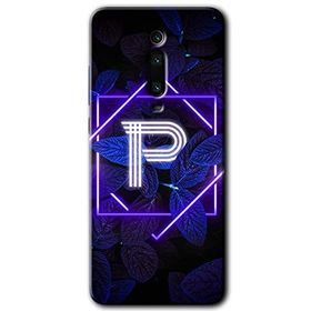 Xiaomi Mi 9T Dark Neon Yaprak P Harfi Baskılı Uyumlu Silikon Kılıf