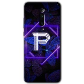 Xiaomi Mi 9T Dark Neon Yaprak P Harfi Baskılı Uyumlu Silikon Kılıf
