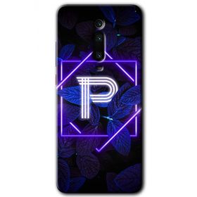 Xiaomi Mi 9T Dark Neon Yaprak P Harfi Baskılı Uyumlu Silikon Kılıf