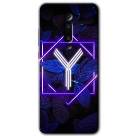 Xiaomi Mi 9T Dark Neon Yaprak Y Harfi Baskılı Uyumlu Silikon Kılıf