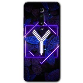 Xiaomi Mi 9T Dark Neon Yaprak Y Harfi Baskılı Uyumlu Silikon Kılıf
