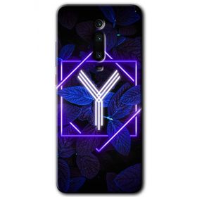Xiaomi Mi 9T Dark Neon Yaprak Y Harfi Baskılı Uyumlu Silikon Kılıf