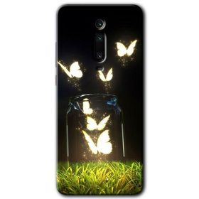 Xiaomi Mi 9T Işıklı Kelebekler Baskılı Uyumlu Silikon Kılıf