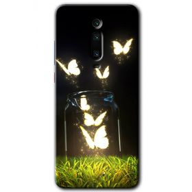 Xiaomi Mi 9T Işıklı Kelebekler Baskılı Uyumlu Silikon Kılıf