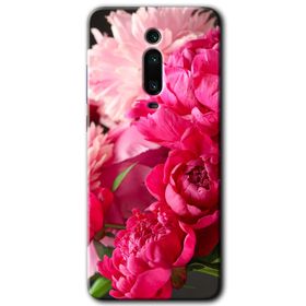 Xiaomi Mi 9T Kırmızı Beyaz Gül Baskılı Uyumlu Silikon Kılıf