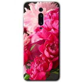 Xiaomi Mi 9T Kırmızı Beyaz Gül Baskılı Uyumlu Silikon Kılıf