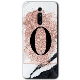 Xiaomi Mi 9T Pembe Mermer Desenli Ö Harfi Baskılı Uyumlu Silikon Kılıf