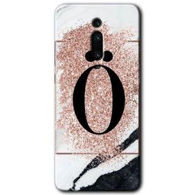 Xiaomi Mi 9T Pembe Mermer Desenli Ö Harfi Baskılı Uyumlu Silikon Kılıf