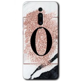 Xiaomi Mi 9T Pembe Mermer Desenli Ö Harfi Baskılı Uyumlu Silikon Kılıf