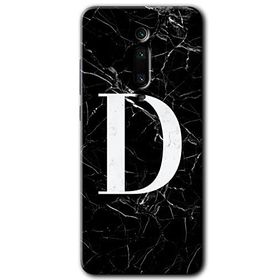 Xiaomi Mi 9T Siyah Mermer Desenli D Harfi Baskılı Uyumlu Silikon Kılıf