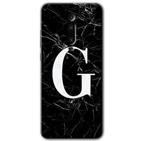 Xiaomi Mi 9T Siyah Mermer Desenli G Harfi Baskılı Uyumlu Silikon Kılıf