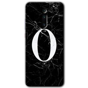 Xiaomi Mi 9T Siyah Mermer Desenli O Harfi Baskılı Uyumlu Silikon Kılıf