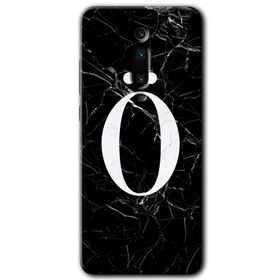 Xiaomi Mi 9T Siyah Mermer Desenli O Harfi Baskılı Uyumlu Silikon Kılıf