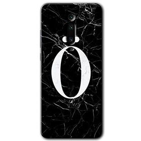 Xiaomi Mi 9T Siyah Mermer Desenli O Harfi Baskılı Uyumlu Silikon Kılıf