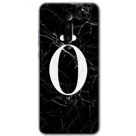 Xiaomi Mi 9T Siyah Mermer Desenli O Harfi Baskılı Uyumlu Silikon Kılıf