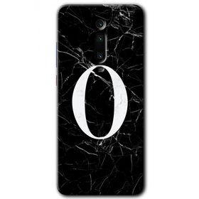 Xiaomi Mi 9T Siyah Mermer Desenli O Harfi Baskılı Uyumlu Silikon Kılıf