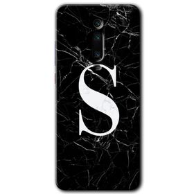Xiaomi Mi 9T Siyah Mermer Desenli S Harfi Baskılı Uyumlu Silikon Kılıf