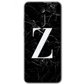 Xiaomi Mi 9T Siyah Mermer Desenli Z Harfi Baskılı Uyumlu Silikon Kılıf