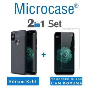 Xiaomi Mi A2 6X Leather Tpu Tempered Glass Silikon Kılıf