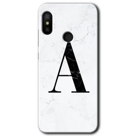 Xiaomi Mi A2 Lite Beyaz Mermer Desenli A Harfi Baskılı Uyumlu Silikon Kılıf