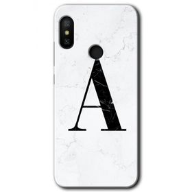 Xiaomi Mi A2 Lite Beyaz Mermer Desenli A Harfi Baskılı Uyumlu Silikon Kılıf