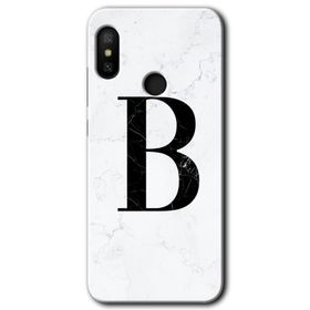 Xiaomi Mi A2 Lite Beyaz Mermer Desenli B Harfi Baskılı Uyumlu Silikon Kılıf