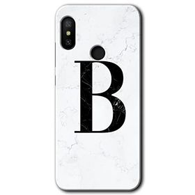 Xiaomi Mi A2 Lite Beyaz Mermer Desenli B Harfi Baskılı Uyumlu Silikon Kılıf
