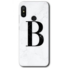 Xiaomi Mi A2 Lite Beyaz Mermer Desenli B Harfi Baskılı Uyumlu Silikon Kılıf