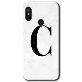 Xiaomi Mi A2 Lite Beyaz Mermer Desenli C Harfi Baskılı Uyumlu Silikon Kılıf
