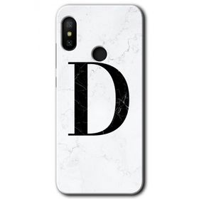 Xiaomi Mi A2 Lite Beyaz Mermer Desenli D Harfi Baskılı Uyumlu Silikon Kılıf