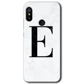 Xiaomi Mi A2 Lite Beyaz Mermer Desenli E Harfi Baskılı Uyumlu Silikon Kılıf